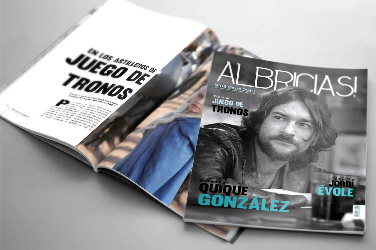 Ejemplo de parte del diseño y maquetación de la revista Albricias!
