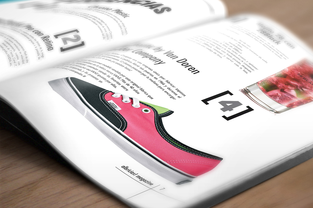 Ejemplo de parte del diseño y maquetación de la revista Albricias!