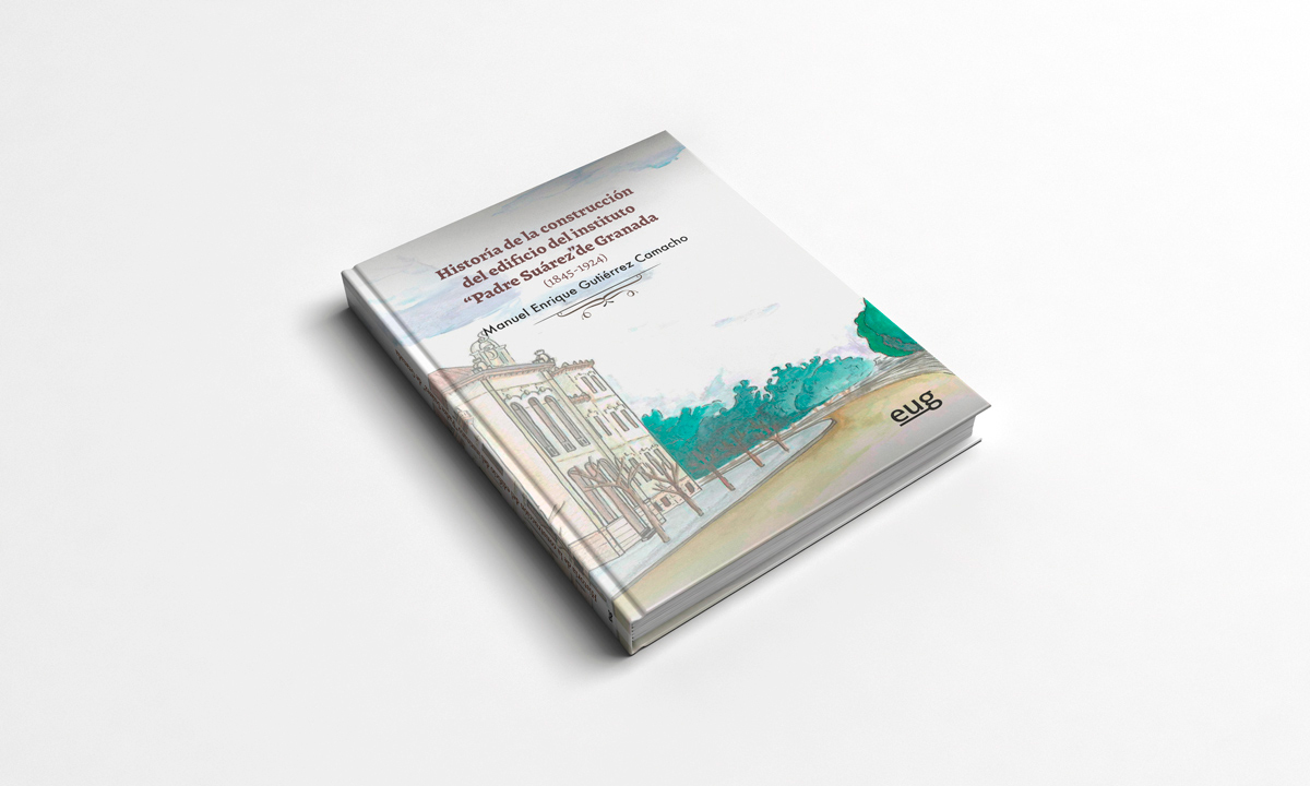 Ejemplo de parte de la ilustración y diseño de la portada del libro Historia de la construcción del edificio Padre Suárez